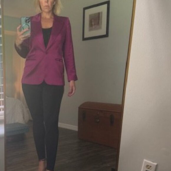 Express Size Medium Hot Pink Satin Blazer - Picture 5 of 6